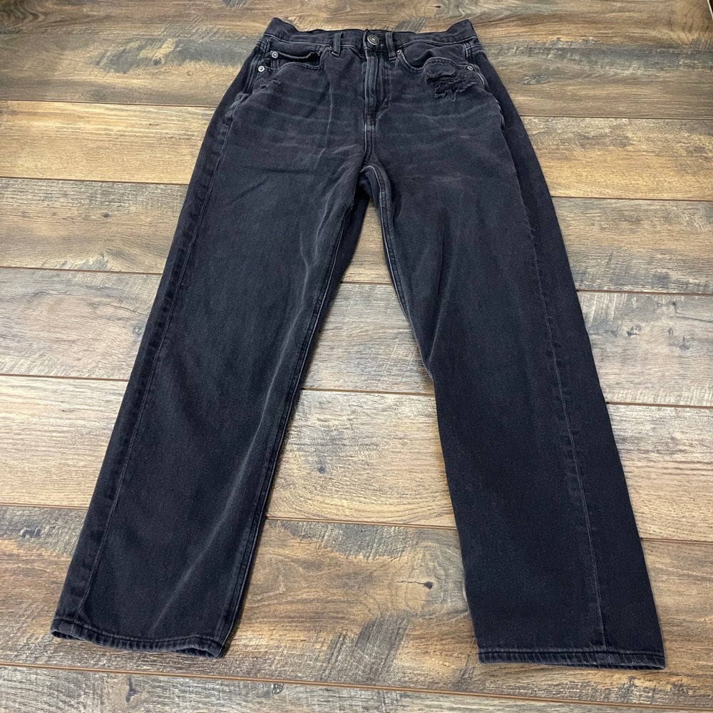American Eagle Highest Rise 90s Boyfriend Jeans Black Distressed Size 6 Regular